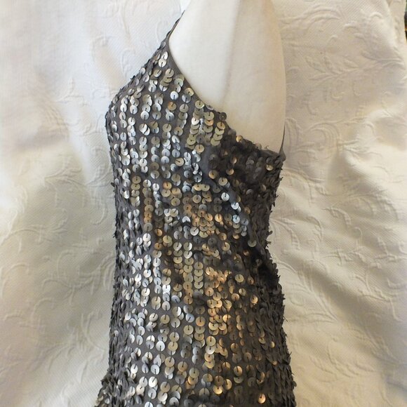 Olive Sequin Dress Glamorous Cocktail Dress Size Small Party Dress - Picture 13 of 14